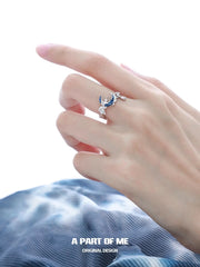 Indigo Curve S925 Sterling Silver Dark Blue Moon Resizeable Rings™