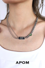 สร้อยคอโซ่คิวบาประดับอัญมณีชุบแพลตตินัม 18K จาก LIMERENCE™