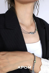 สร้อยคอโซ่คิวบาประดับอัญมณีชุบแพลตตินัม 18K จาก LIMERENCE™