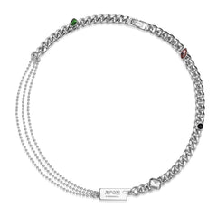 สร้อยคอโซ่คิวบาประดับอัญมณีชุบแพลตตินัม 18K จาก LIMERENCE™