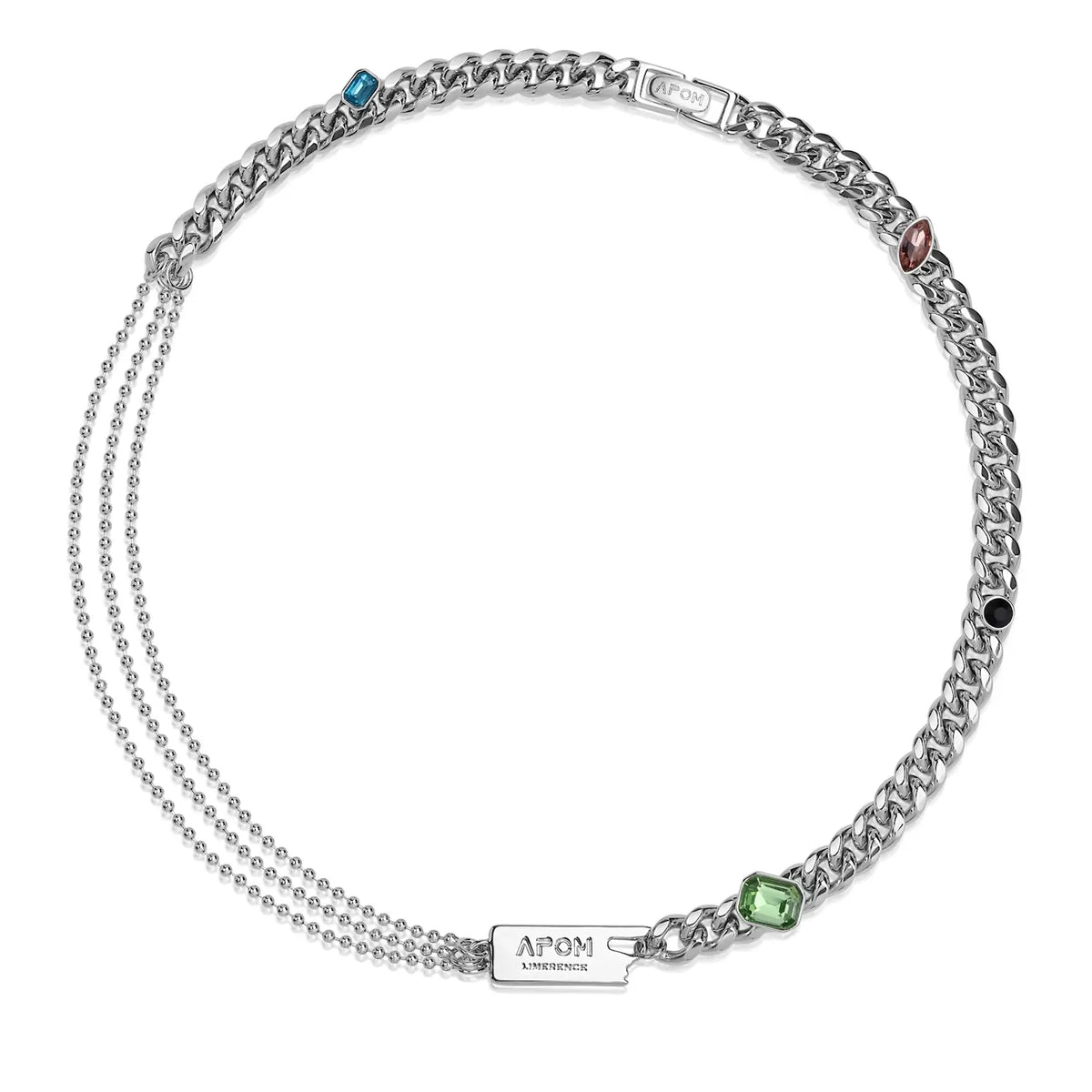 สร้อยคอโซ่คิวบาประดับอัญมณีชุบแพลตตินัม 18K จาก LIMERENCE™