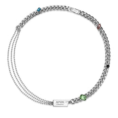 สร้อยคอโซ่คิวบาประดับอัญมณีชุบแพลตตินัม 18K จาก LIMERENCE™