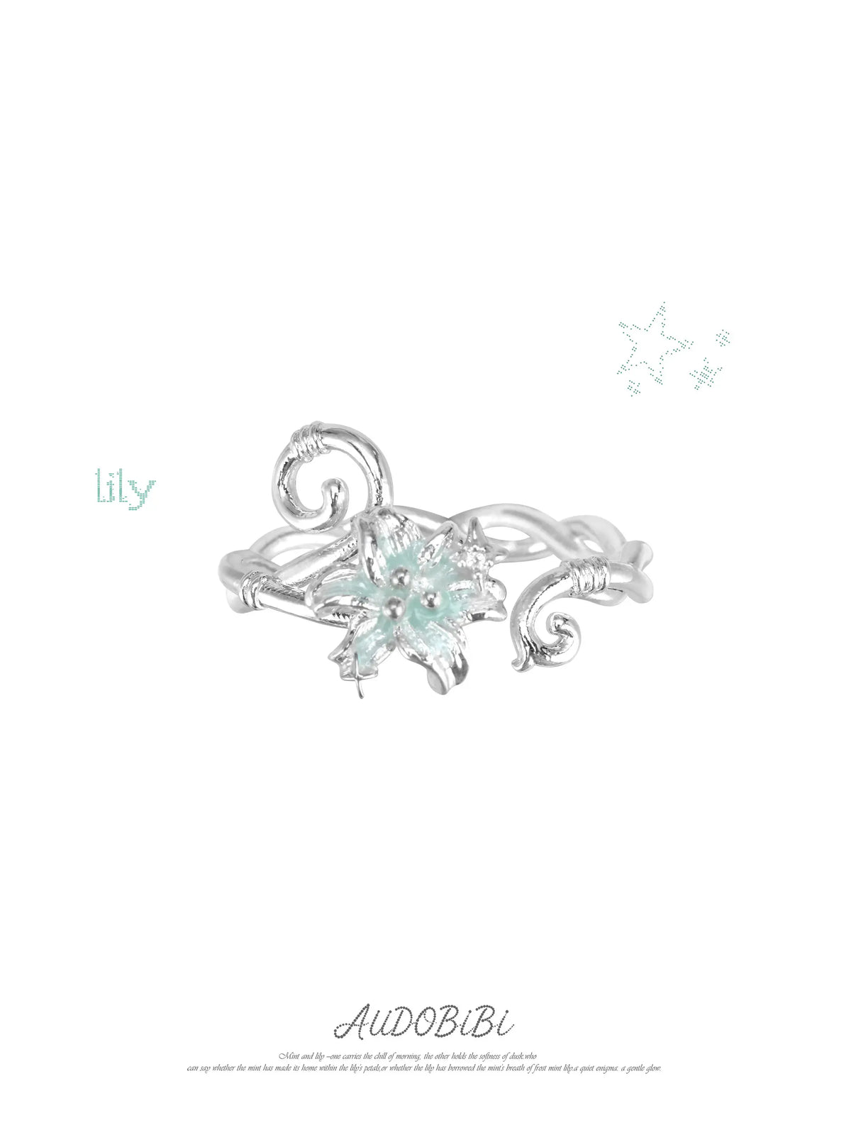 Lily 925 Sterling Silver Lily Vine Adjustable Open Ring™