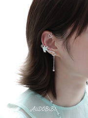 Lily Platinum Plating Dreamcore Mint Lily Vine Asymmetrical Ear Hook Ear Clip™