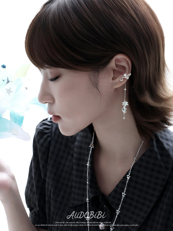 Lily Platinum Plating Dreamcore Mint Lily Vine Dangle Ear Cuff™