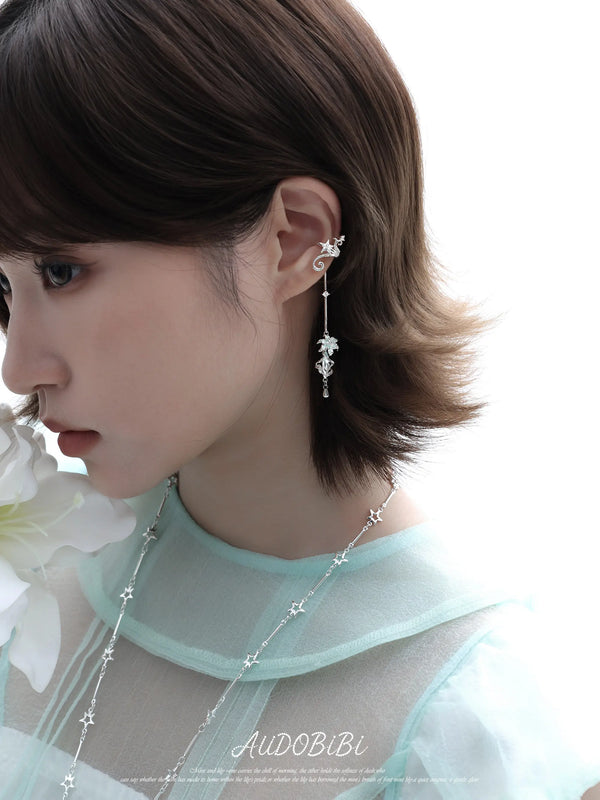 Lily Platinum Plating Dreamcore Mint Lily Vine Dangle Ear Cuff™