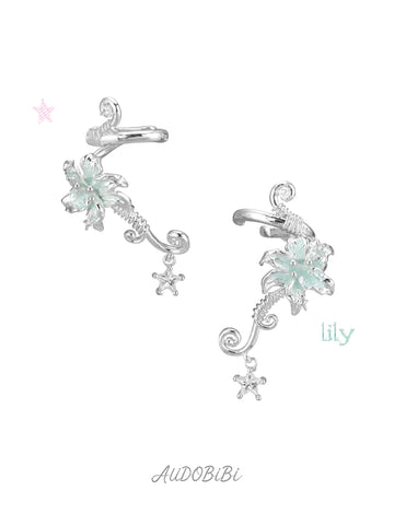 Lily Platinum Plating Dreamcore Mint Lily Vine EarClip Ear Cuff™