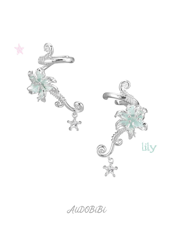 Lily Platinum Plating Dreamcore Mint Lily Vine EarClip Ear Cuff™