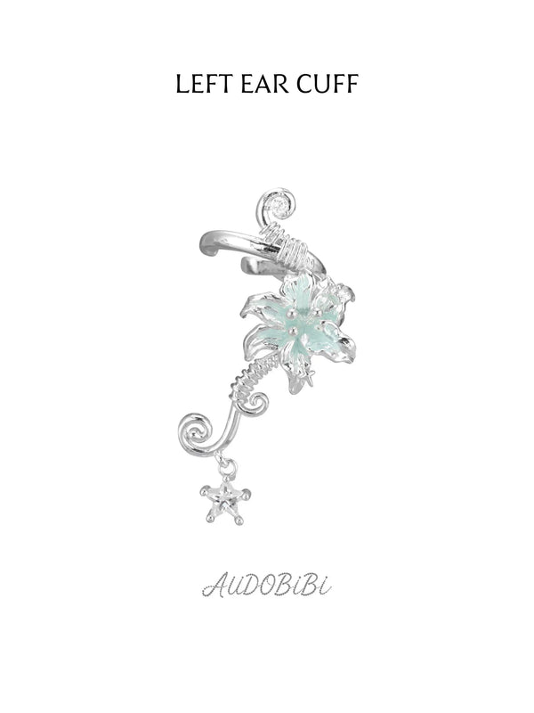 Lily Platinum Plating Dreamcore Mint Lily Vine EarClip Ear Cuff™