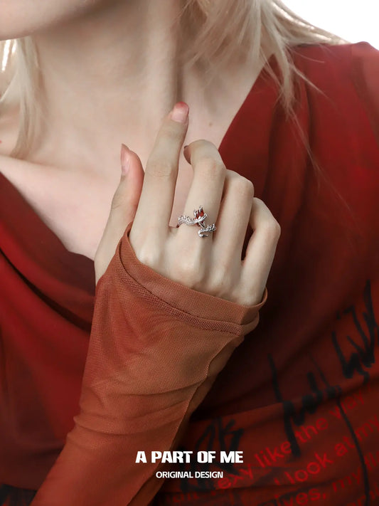 Loong S925 Sterling Silver Ruby Claw Resizeable Rings™