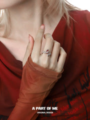 แหวน Loong S925 Sterling Silver Ruby Claw ปรับขนาดได้™