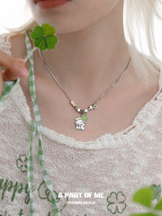 Lucky Clover 18K Platinum Plated Kitten ＆ Puppy Choker Necklace™
