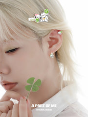 Lucky Clover 18K Platinum Plated Kitten ＆ Puppy Earrings™