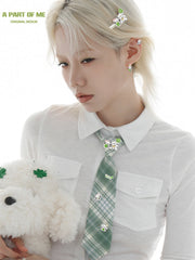 Lucky Clover 18K Platinum Plated Kitten ＆ Puppy Hairclip Hair Clip™