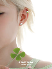 Lucky Clover 18K Platinum Plated Kitten ＆ Puppy Stud Earrings™