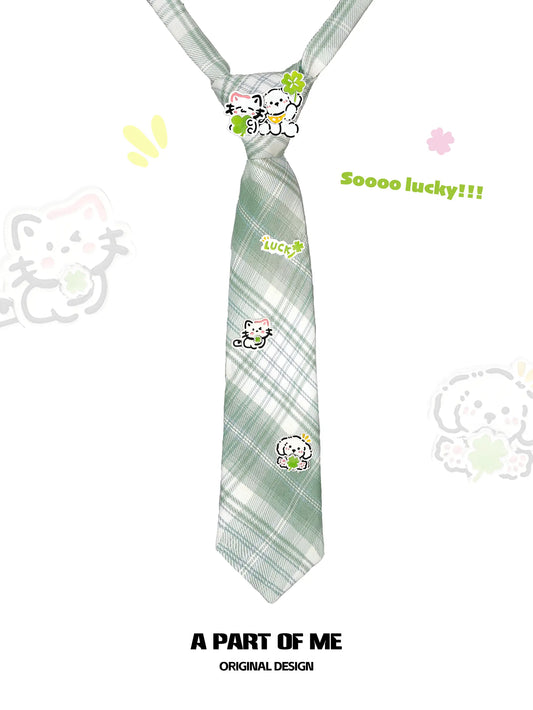 เสื้อเชิ้ตลายตาราง Lucky Clover Kitten ＆ Puppy Graduation Season Tie™