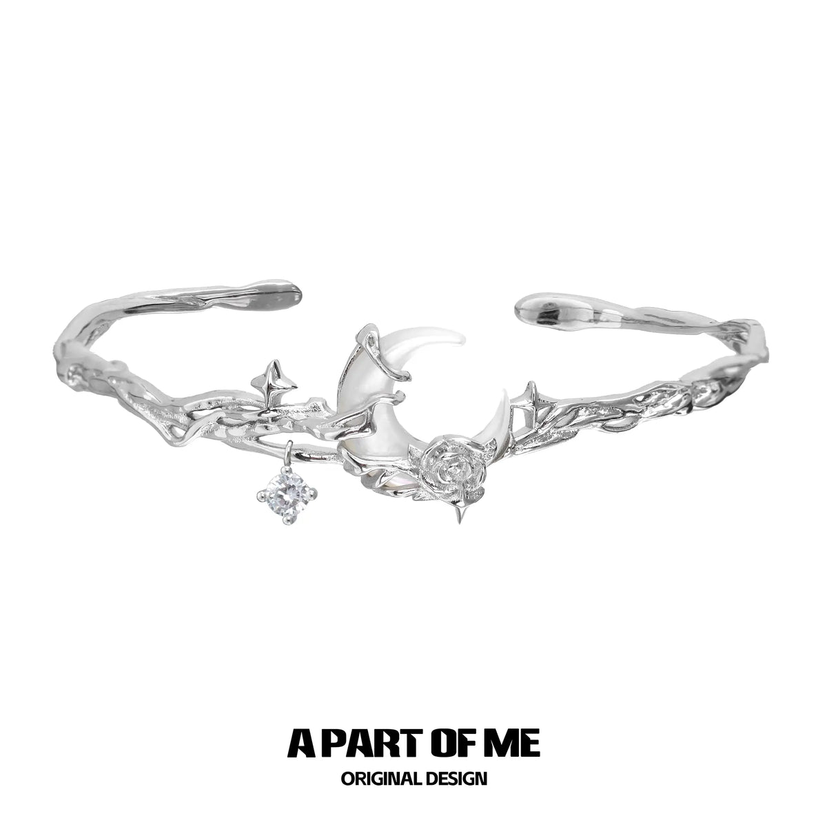 MYTH OF THE MOON 18k 플래티넘 도금 지르콘 천연 쉘 뱅글 팔찌™