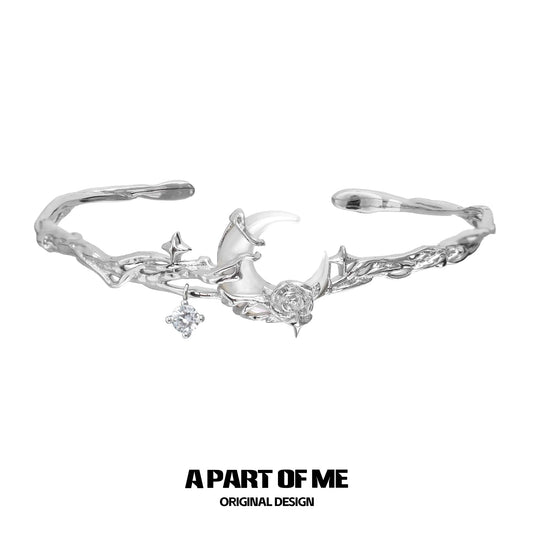 MYTH OF THE MOON 18k 플래티넘 도금 지르콘 천연 쉘 뱅글 팔찌™