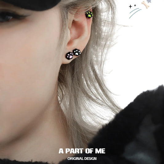 Meow 925 Sterling Silver Colorful Cat Paw Stud Earrings™