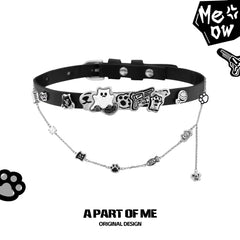 สร้อยคอโชกเกอร์หนังเคลือบแพลตตินัม 18K ลายแมวเหมียวเหมียวเหมียว™