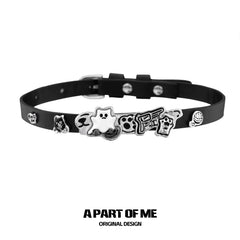 สร้อยคอโชกเกอร์หนังเคลือบแพลตตินัม 18K ลายแมวเหมียวเหมียวเหมียว™