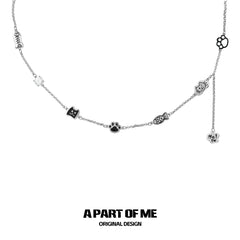 สร้อยคอโชกเกอร์หนังเคลือบแพลตตินัม 18K ลายแมวเหมียวเหมียวเหมียว™