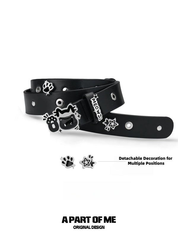 Meow Black Kitten Leather Belt™