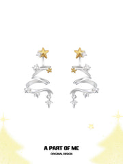 Merry Christmas 925 Platinum Pating Detachable Star Drop Stud Earrings™