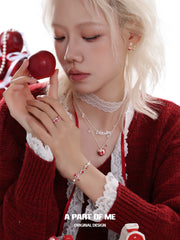Merry Christmas Platinum-Plated Red Snow Apple Bracelet™
