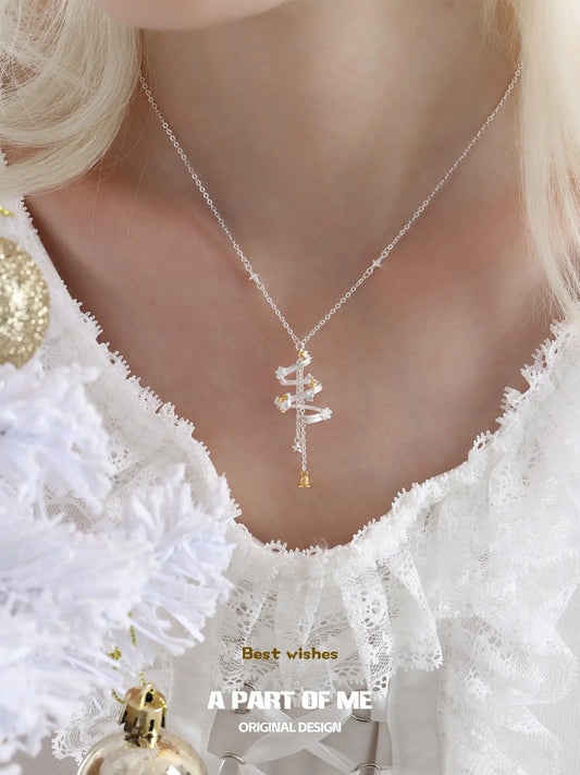 Merry Christmas Platinum Pating Spiral Christmas Tree Pendant Necklace™