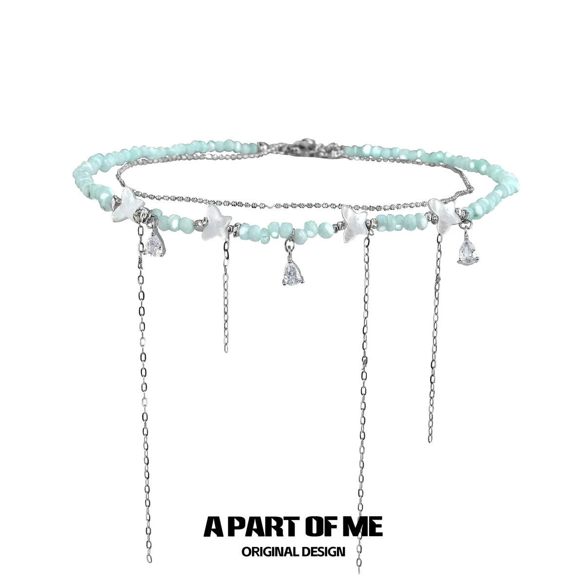 Mint Lagoon 18K Platinum Plating Beads Butterfly Pendant Chokers Necklaces™