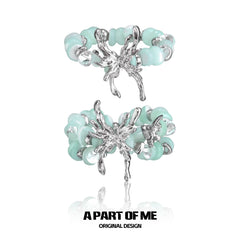Mint Lagoon S925 Sterling Silver Bead Butterfly Resizeable Rings™