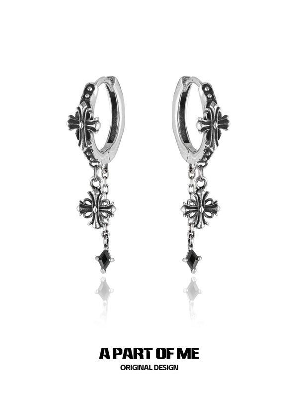 Original Vintage 925 Sterling Silver Iris Huggie Hoop,Dangle Earrings™