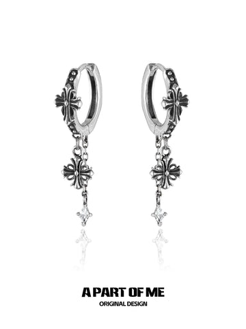 Original Vintage 925 Sterling Silver Iris Huggie Hoop,Dangle Earrings™