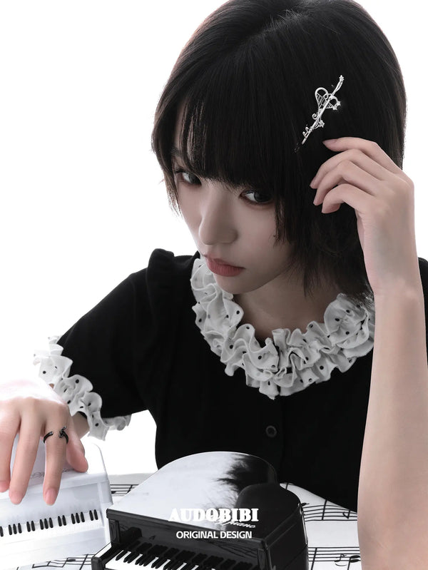 ピアノの鍵盤プラチナメッキ ABYスタイル Y2Kヘアクリップ™