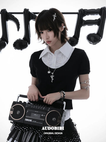 ピアノの鍵盤プラチナメッキ ABYスタイル Y2Kヘアクリップ™