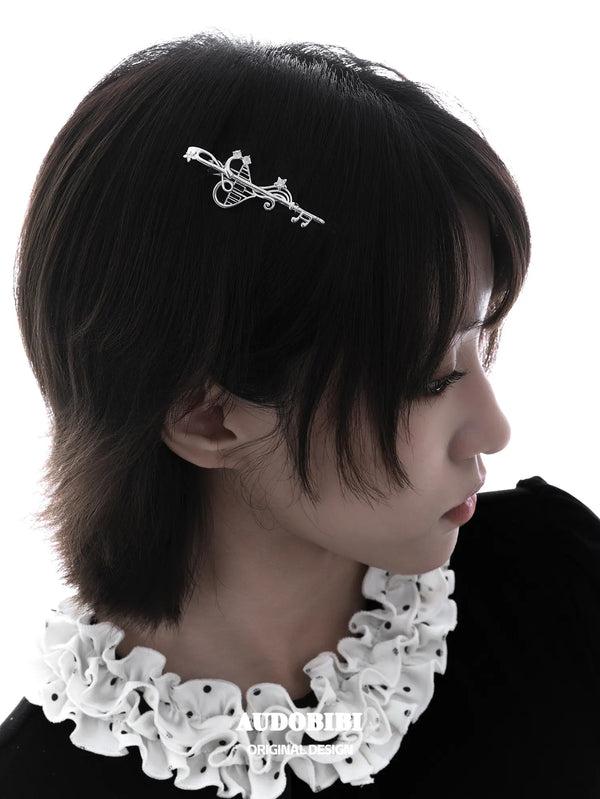 ピアノの鍵盤プラチナメッキ ABYスタイル Y2Kヘアクリップ™