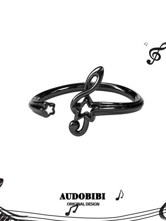 Piano Keys 925 Sterling Silver Black Note Adjustable Ring™