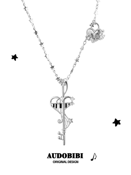 Piano Keys Platinum Plating Music Note Pendant Necklace™