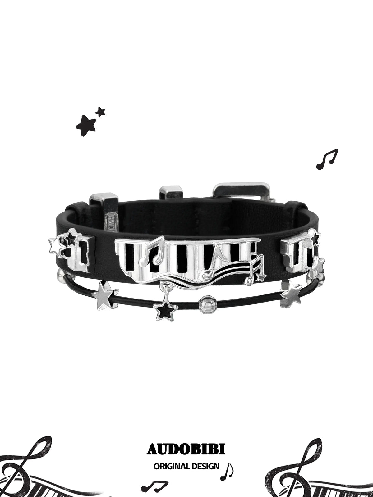 Piano Keys Platinum Plating Piano Leather Bracelet™