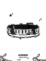 Piano Keys Platinum Plating Piano Leather Bracelet™