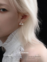 Rebellious Tenderness 925 Platinum Plating Luxury Lace Bow-Front Stud Earrings™