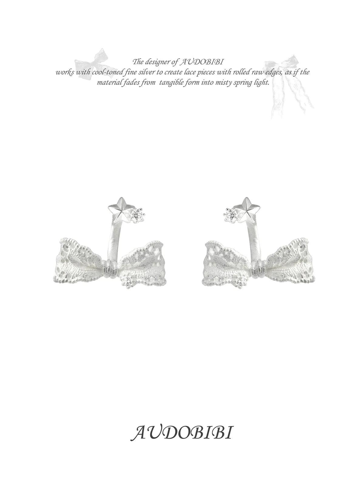 Rebellious Tenderness 925 Platinum Plating Luxury Lace Bow-Front Stud Earrings™
