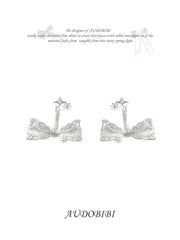 Rebellious Tenderness 925 Platinum Plating Luxury Lace Bow-Front Stud Earrings™