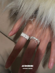 Rebellious Tenderness 925 Sterling Silver Luxury Vintage Lace Bow-Front Adjustable Ring™