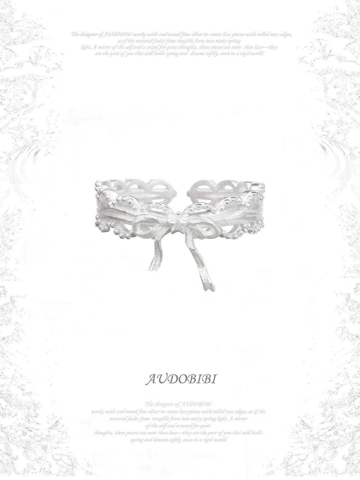 Rebellious Tenderness 925 Sterling Silver Luxury Vintage Lace Bow-Front Adjustable Ring™