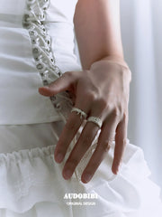 Rebellious Tenderness 925 Sterling Silver Luxury Vintage Lace Bow-Front Adjustable Ring™