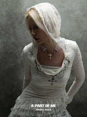 Rebellious Tenderness Lace Choker Necklace with Cross Pendant™