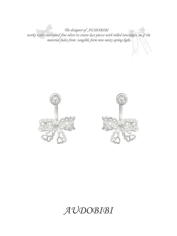 Rebellious Tenderness Plating 925Pin Luxury Vintage Lace Bow-Front Stud Earrrings™