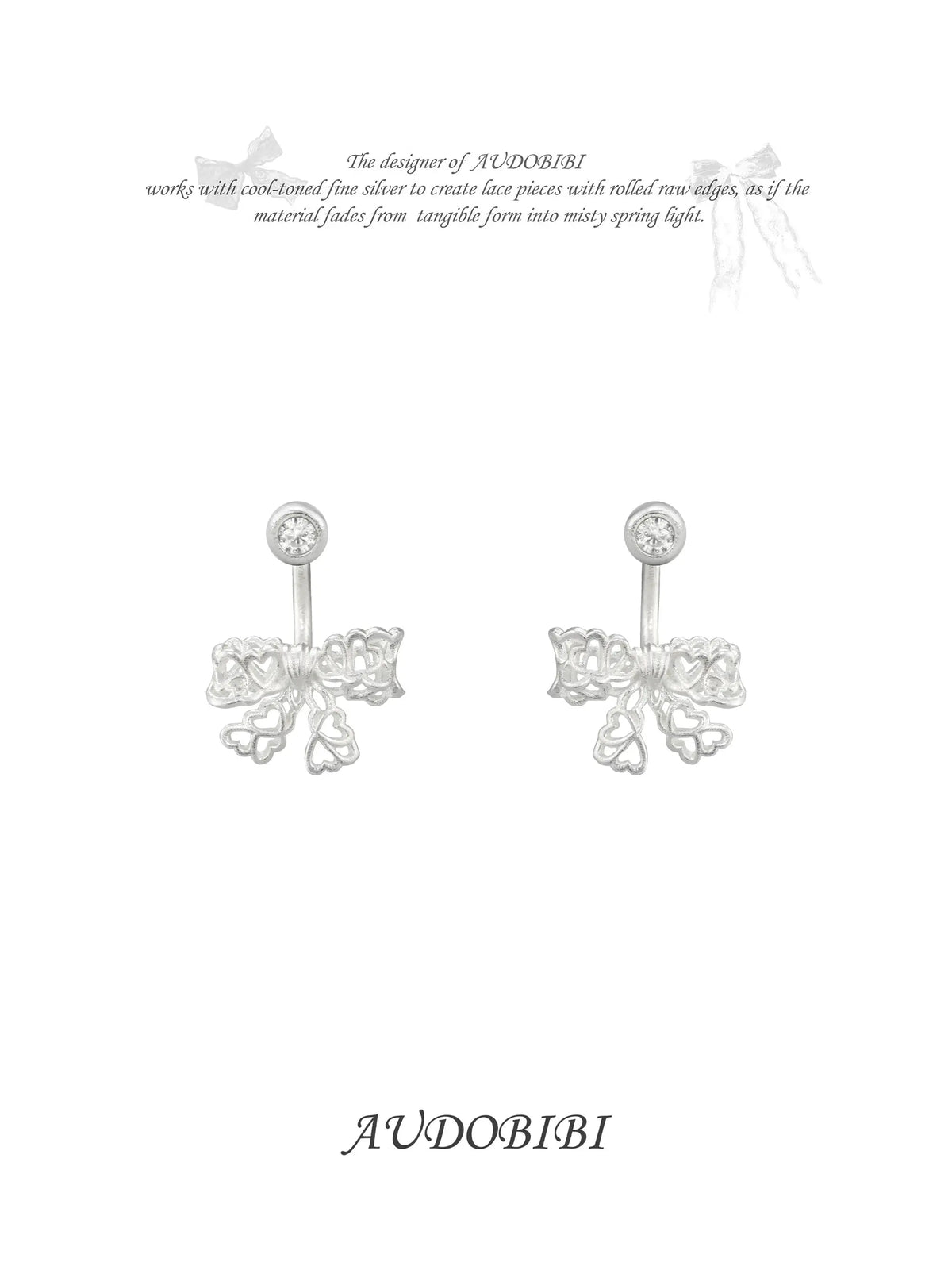 Rebellious Tenderness Plating 925Pin Luxury Vintage Lace Bow-Front Stud Earrrings™